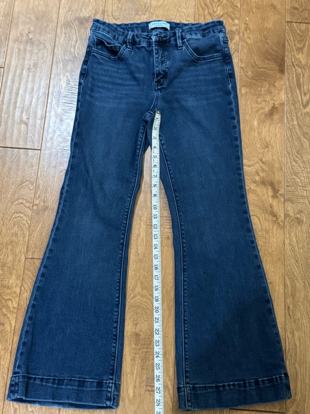 Lovervet Mid-Rise Dark Indigo Trouser Flare Jeans Short